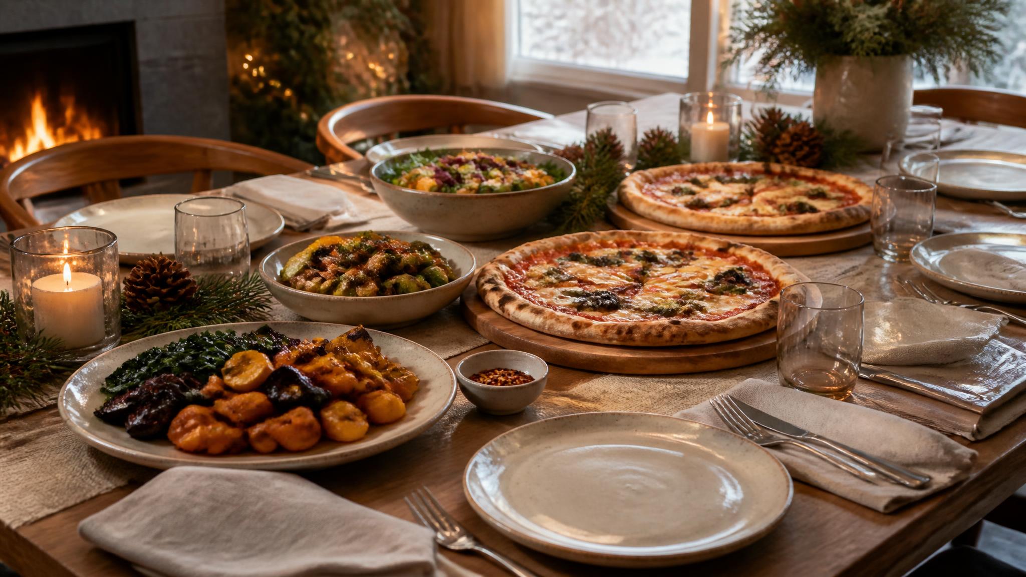 Planning Christmas Dinner for a Mixed-Dietary Family in E16 Illustrative pizza catering banner