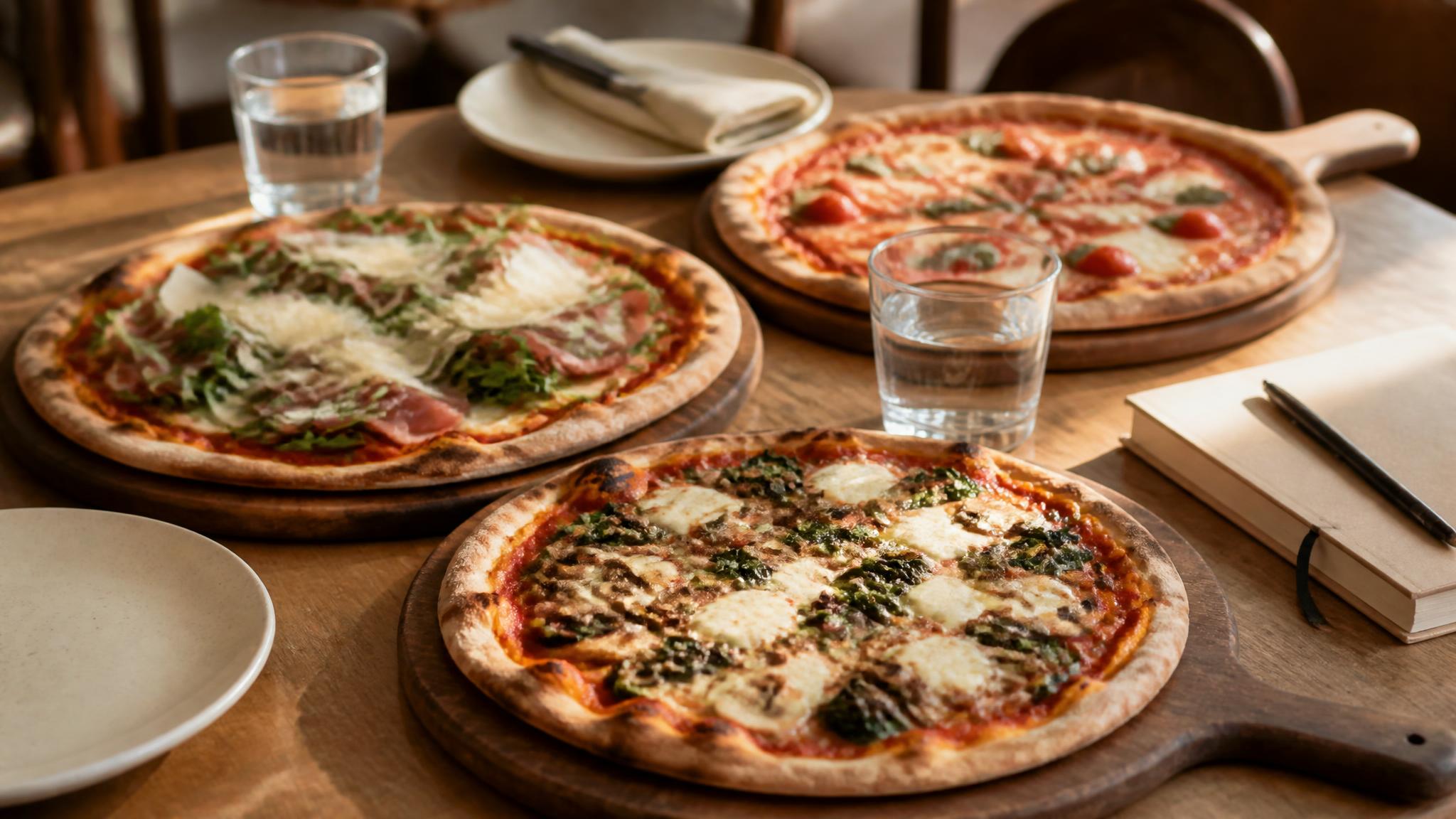 Off-site meals for an ExCeL exhibition team: dining out or venue catering? Illustrative pizza catering banner