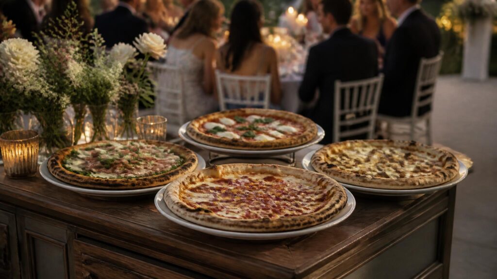 pizza as evening food at a wedding reception